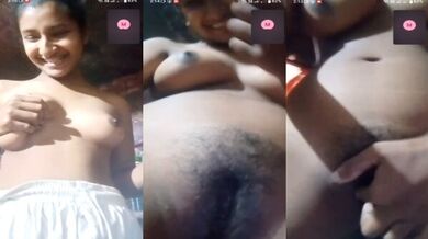 Young village girl showing boobs and hairy pussy on videocall